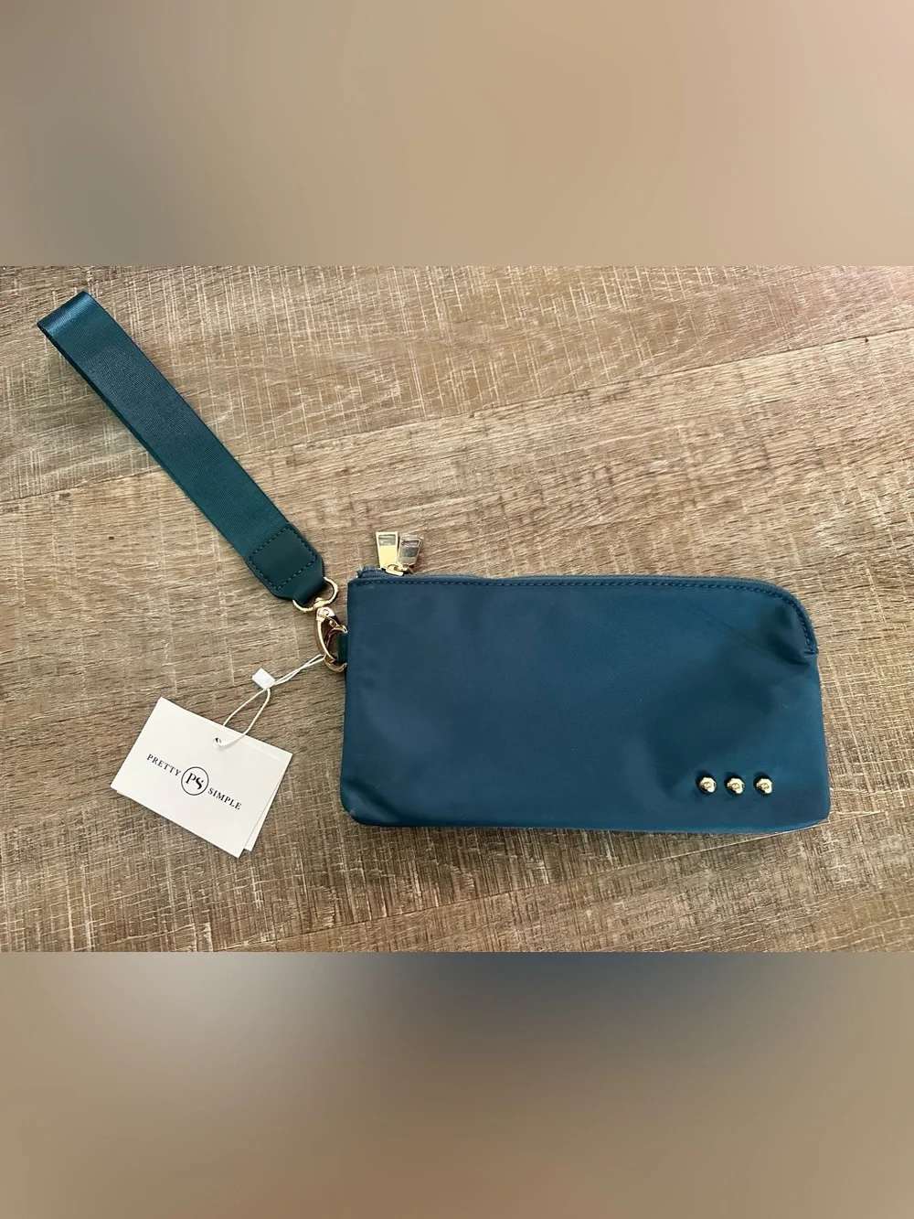 Simple Teal Crossbody Wristlet with Gold Hardware – Simple